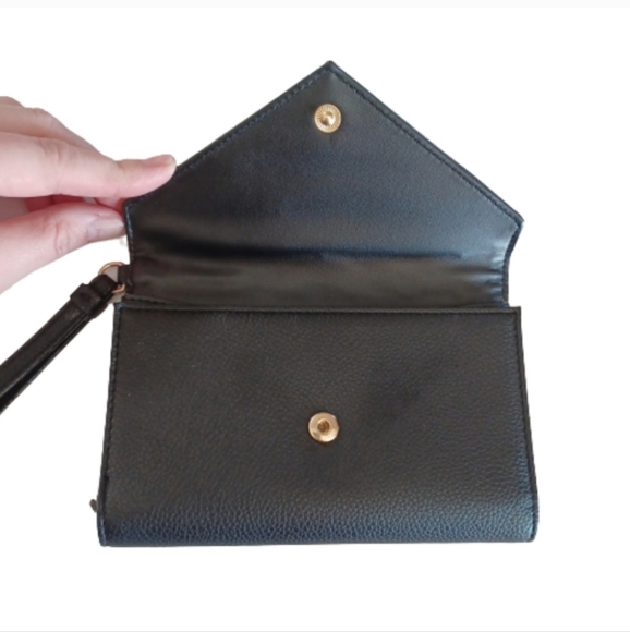 Victoria's Secret Faux Leather Black Wallet Clutch Wristlet Purse - Picture 3 of 5